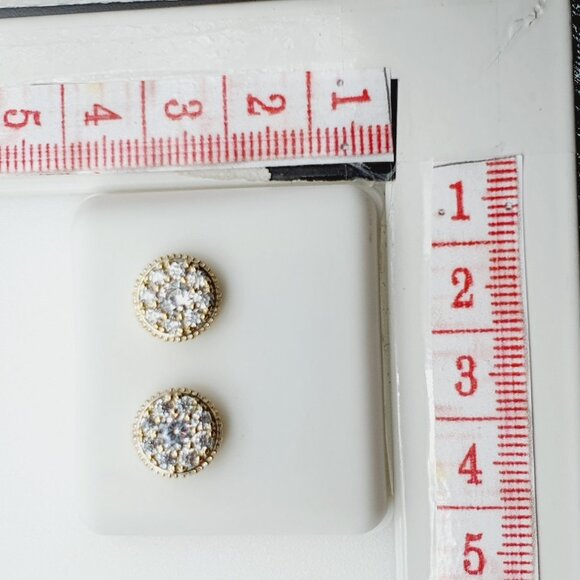"14K Gold Plated Cubic Zircon Earrings, INUS1BR150 - Picture 7 of 8
